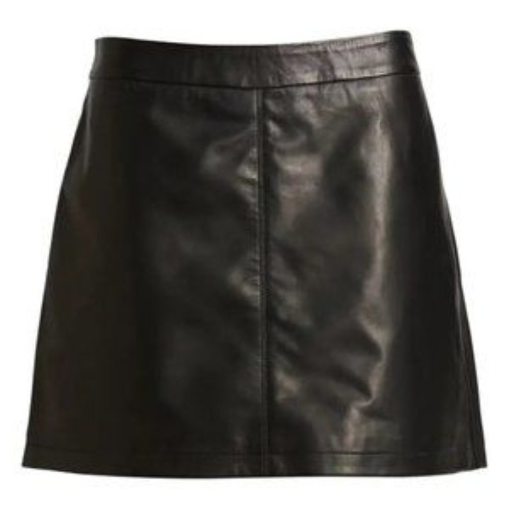 CUPCAKES & CASHMERE Marrie Black Leather Skirt-  size 0